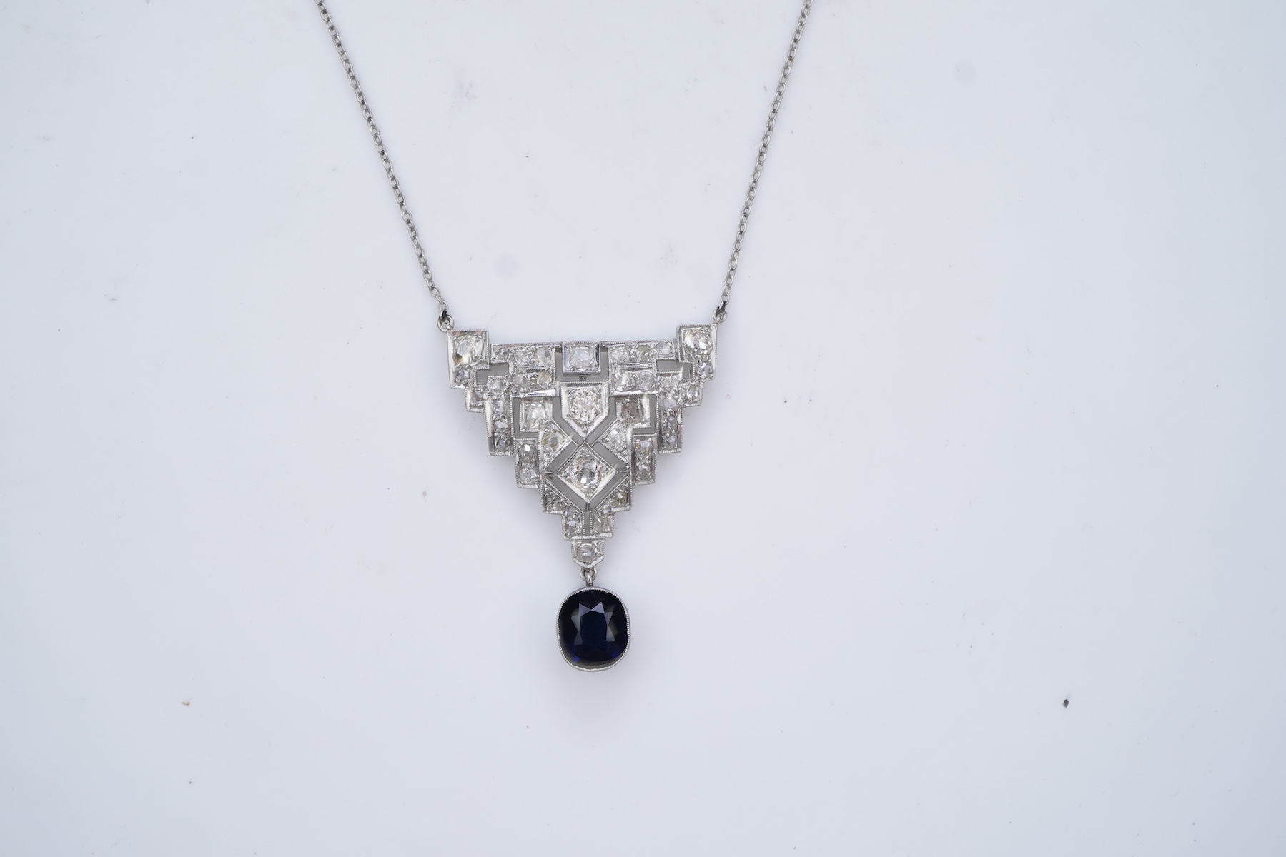 An Art Deco diamond pendant, 1930s and later